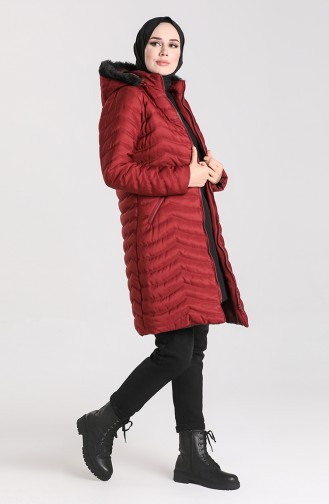 Zipper quilted Coat 1065-03 Burgundy 1065-03