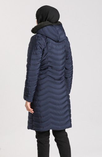 Zippered quilted Coat 1065-05 Navy Blue 1065-05