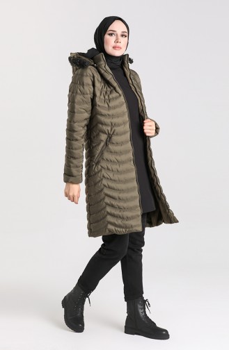 Zipper quilted Coat 1065-07 Khaki 1065-07