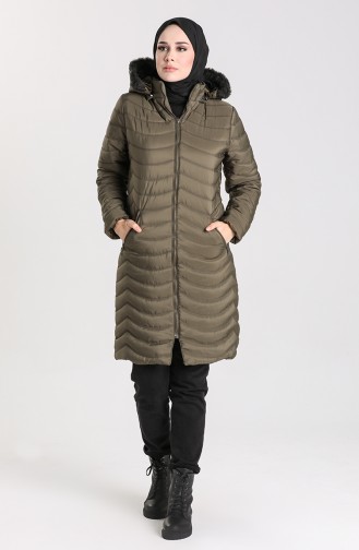 Zipper quilted Coat 1065-07 Khaki 1065-07