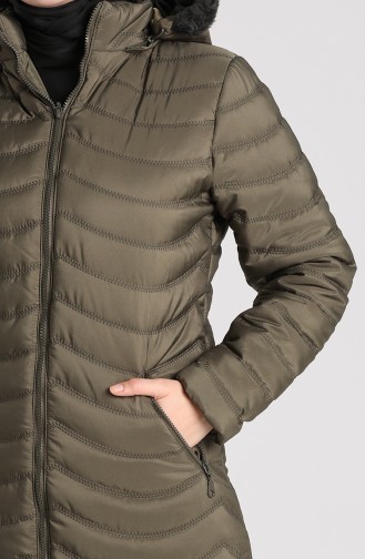 Zipper quilted Coat 1065-07 Khaki 1065-07