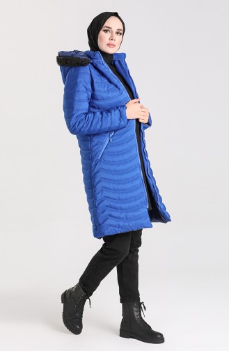 Zipper quilted Coat 1065-08 Saxe Blue 1065-08