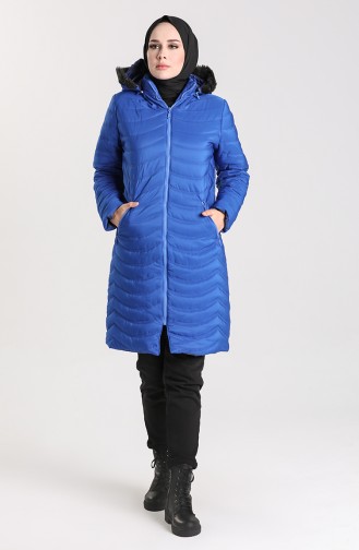 Zipper quilted Coat 1065-08 Saxe Blue 1065-08