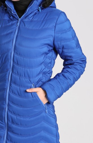 Zipper quilted Coat 1065-08 Saxe Blue 1065-08