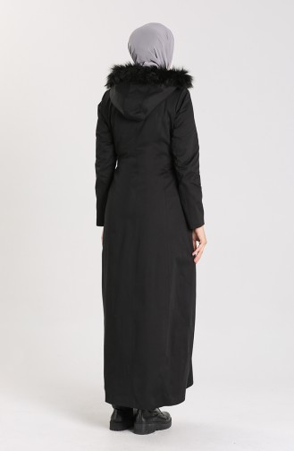 Fur Zippered Coat 5753-01 Black 5753-01