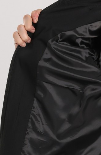 Fur Zippered Coat 5753-01 Black 5753-01