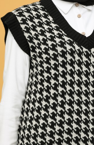 Knitwear Houndstooth Patterned Sweater 0122-01 Black And white 0122-01