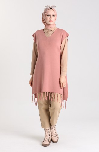 Knitwear Tasseled Sweater 4354-01 Dried Rose 4354-01