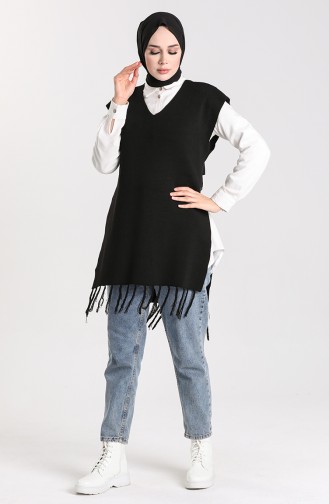 Knitwear Tasseled Sweater 4354-04 Black 4354-04