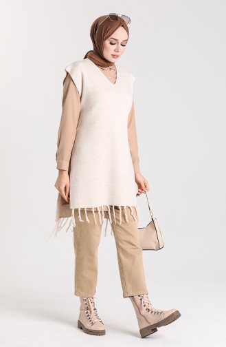 Knitwear Tasseled Sweater 4354-07 Beige 4354-07