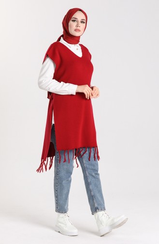 Knitwear Tasseled Sweater 4354-08 Claret Red 4354-08