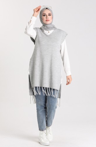 Knitwear Tassel Sweater 4354-10 Gray 4354-10