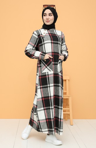 Plaid Patterned winter Dress 4563-02 Black 4563-02