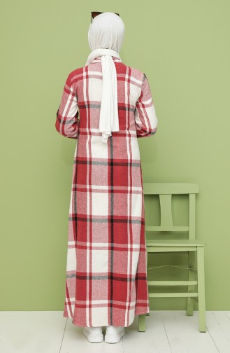 Plaid Patterned winter Dress 4563-03 Coral 4563-03