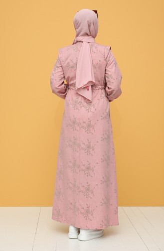 Beige-Rose Hijab Kleider 21Y8210-04