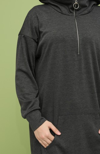 Kapüşonlu Spor Tunik 8280-10 Füme