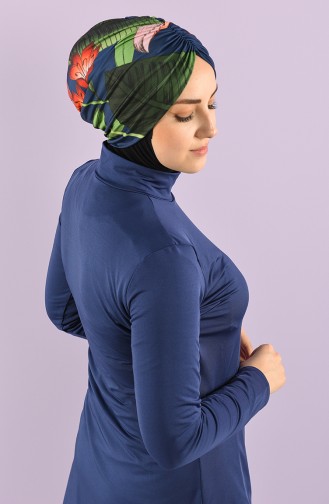 Dunkelblau Hijab Badeanzug 8006-3-01