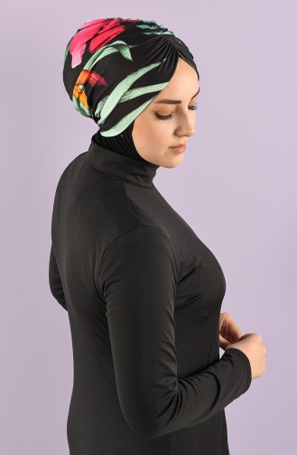 Schwarz Hijab Badeanzug 8006-3-02