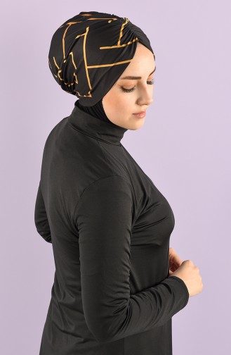 Schwarz Hijab Badeanzug 8006-6-03