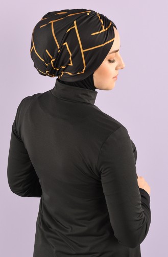 Schwarz Hijab Badeanzug 8006-6-03