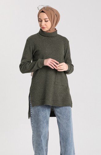 Knitwear Sweater with Pockets 7002-01 Khaki 7002-01