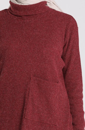 Knitwear Sweater with Pockets 7002-02 Burgundy 7002-02