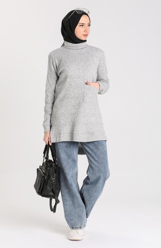 Knitwear Sweater with Pockets 7002-05 Gray 7002-05