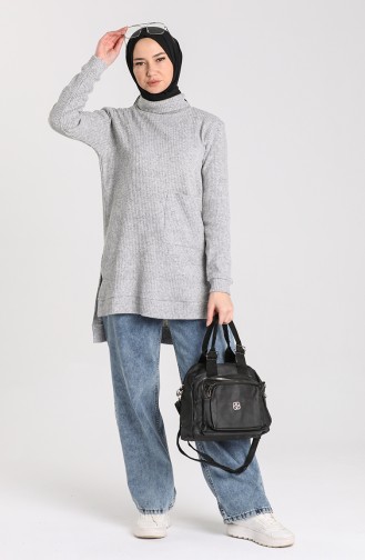 Knitwear Sweater with Pockets 7002-05 Gray 7002-05