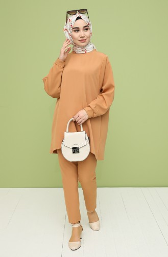 Asymmetric Tunic Trousers Double Suit 2009-04 Milk Coffee 2009-04