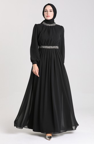Schwarz Hijab-Abendkleider 4850-02