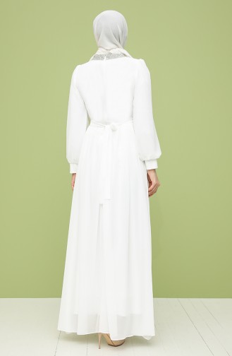 White Hijab Evening Dress 4850-04