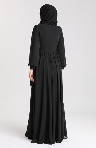 Buttoned Evening Dress 4851-01 Black 4851-01