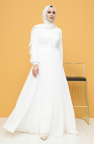 Weiß Hijab-Abendkleider 4851-02