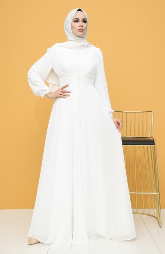 Weiß Hijab-Abendkleider 4851-02