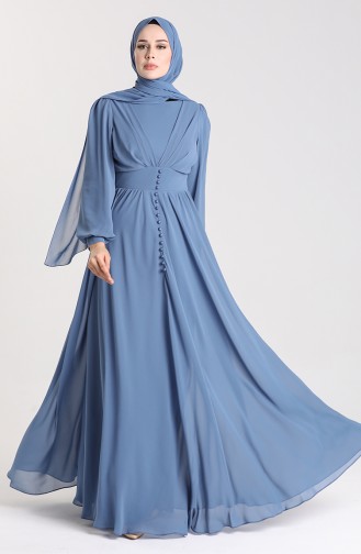 Indigo Hijab-Abendkleider 4851-03