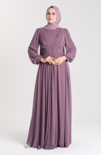 Buttoned Evening Dress 4851-04 Dried Rose 4851-04