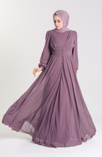 Buttoned Evening Dress 4851-04 Dried Rose 4851-04