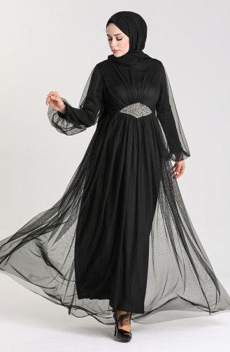 Schwarz Hijab-Abendkleider 5423-02