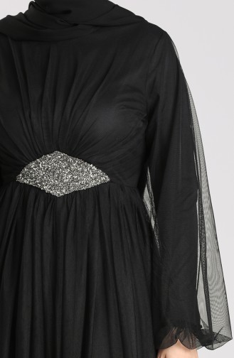 Schwarz Hijab-Abendkleider 5423-02