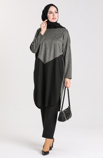 Tunic with Pockets And Free Mask 0102-02 Gray Black 0102-02