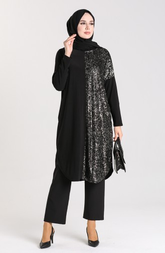 Bat Sleeve Tunic with Free Mask 0108-02 Black Silver 0108-02