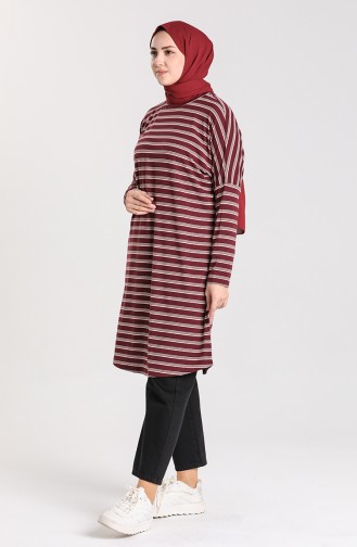 Çizgili Tunik 8193-01 Mürdüm