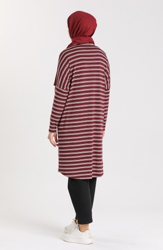Çizgili Tunik 8193-01 Mürdüm
