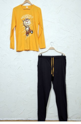Erkek Uzun Kol Pamuklu Pijama Takım 60630000 Sarı