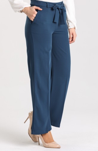 Belted wide-leg Pants 1012-02 Petrol 1012-02