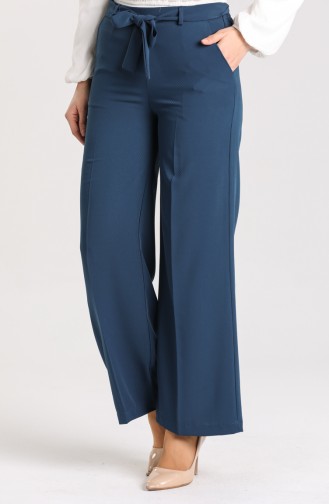 Belted wide-leg Pants 1012-02 Petrol 1012-02