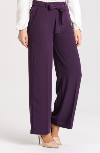 Belted wide-leg Pants 1012-04 Purple 1012-04