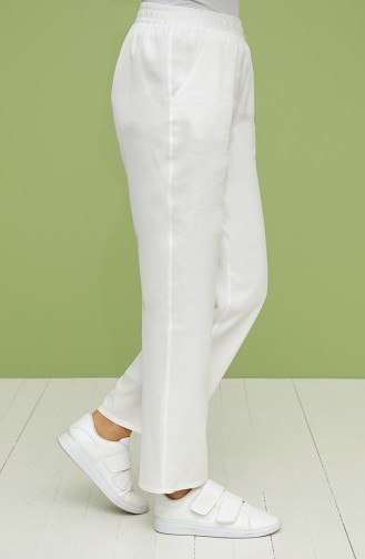 Elastic waist Pants with Pockets 4378pnt-01 white 4378PNT-01