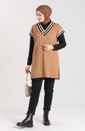 Knitwear V-neck Sweater 4358-05 Milk Coffee 4358-05