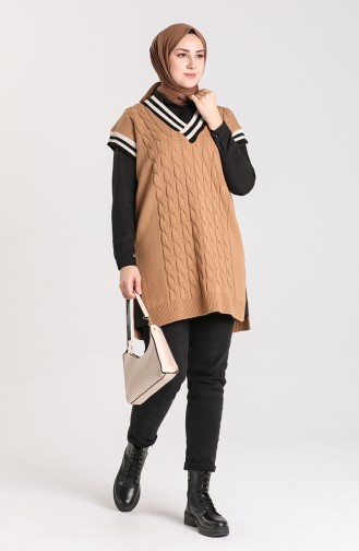 Knitwear V-neck Sweater 4358-05 Milk Coffee 4358-05